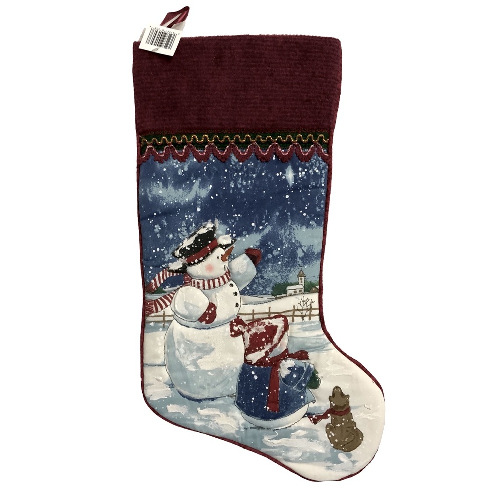 Christmas Stockings Oversized Snowmen Snow Scene Plush 3 Pieces 22 Inches - Picture 8 of 16